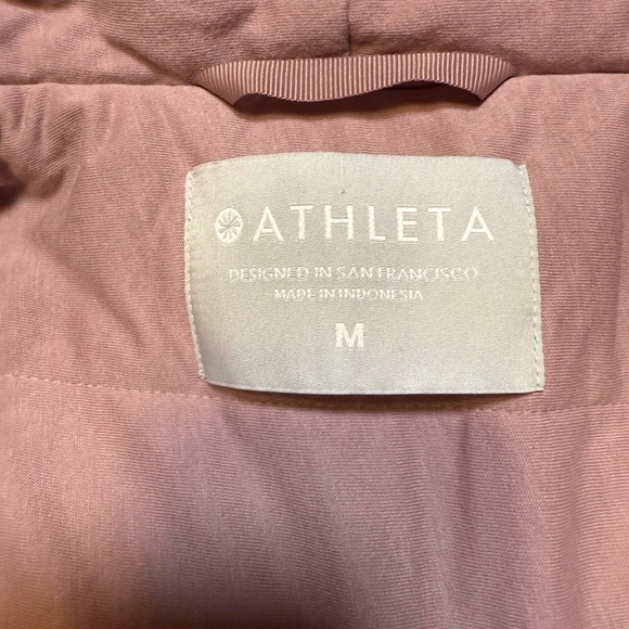 Athleta Ritual Jacket Women’s M Mauve Hooded Faux Fur Full Zip Winter Coat - Picture 9 of 11